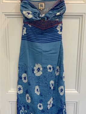 Alicia Bell Blue Floral Strapless Maxi Dress - new with tags